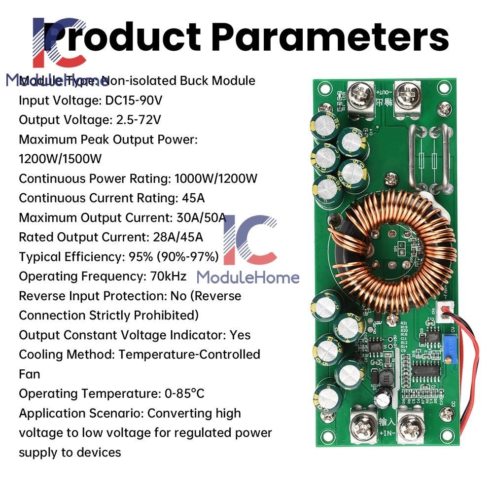 1200W 30A 1500W 50A Adjustable DC-DC Step-down Buck Power Supply Module