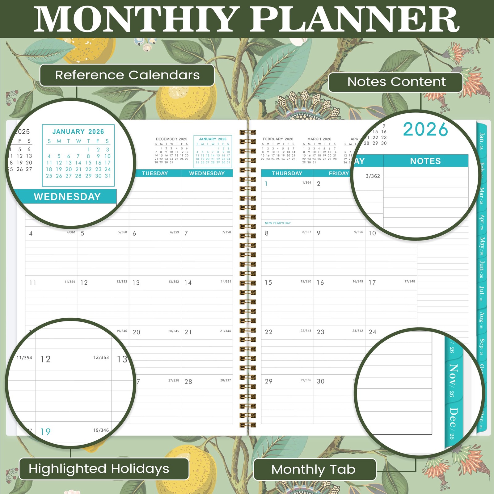 2026 Monthly Planner – 2026 Planner, JAN 2026 – DEC 2026, 2026 Monthly Plann…