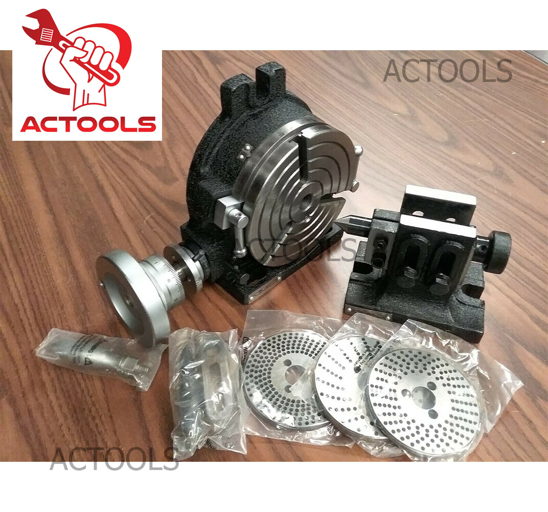 6″ inch Horizontal Vertical 3 slot Rotary table, Dividing plates, tailstock USA