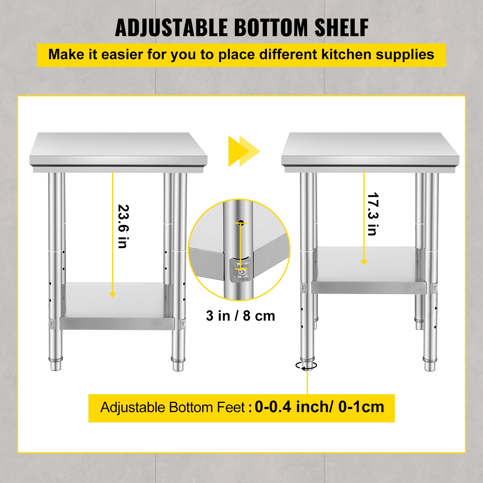 24″ x 24″ Stainless Steel Kitchen Work Table Commercial Kitchen Restaurant table