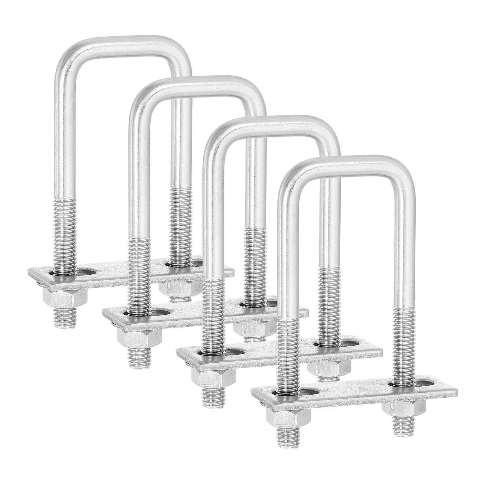 4 Sets 304 Stainless Steel Square U-Bolts 1.37″ Inner Width 3.35″ Length M8