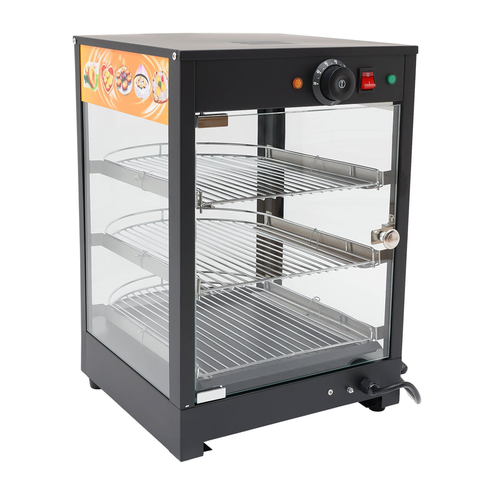 3-Tiers Tabletop Commercial Food Warmer Display Case Food Warming Cabinet 800W
