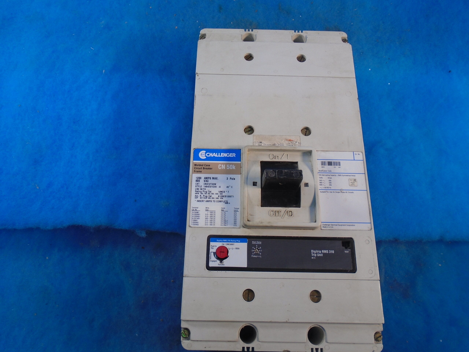 NOS Cutler-Hammer CHALLENGER Circuit Breaker 1200A 600V CN312T33W TRIP UNIT 12NE