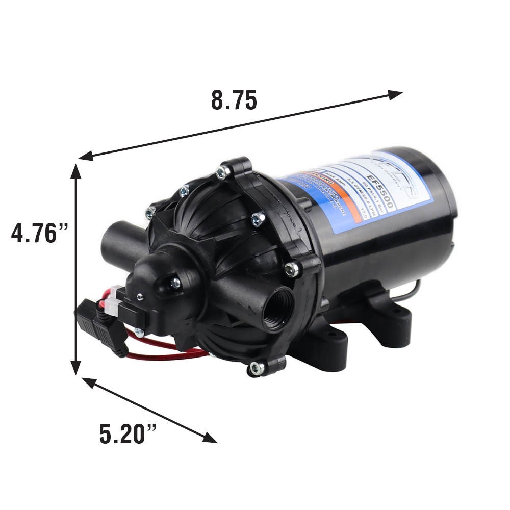 Everflo EF5500-BOX 5.5GPM 12V Diaphragm Pump-1/2 FNPT Connection, 5.5 GPM