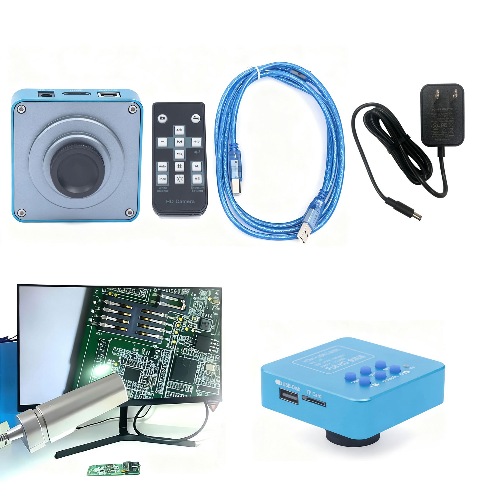 HD 1080p HDMI Industrial Digital Video Microscope Camera C Mount USB Blue NEW !