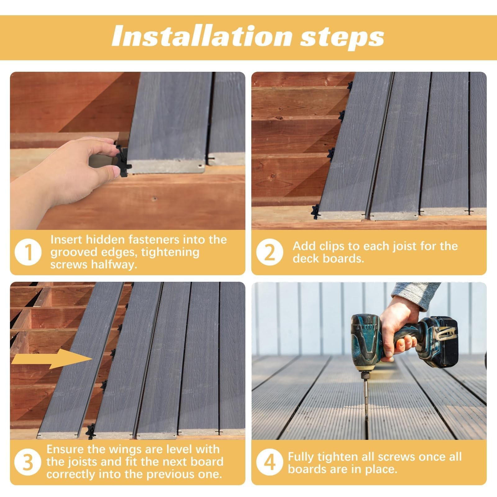 200 Pack Hidden Deck Fasteners for Composite Decking Board Composite Decking