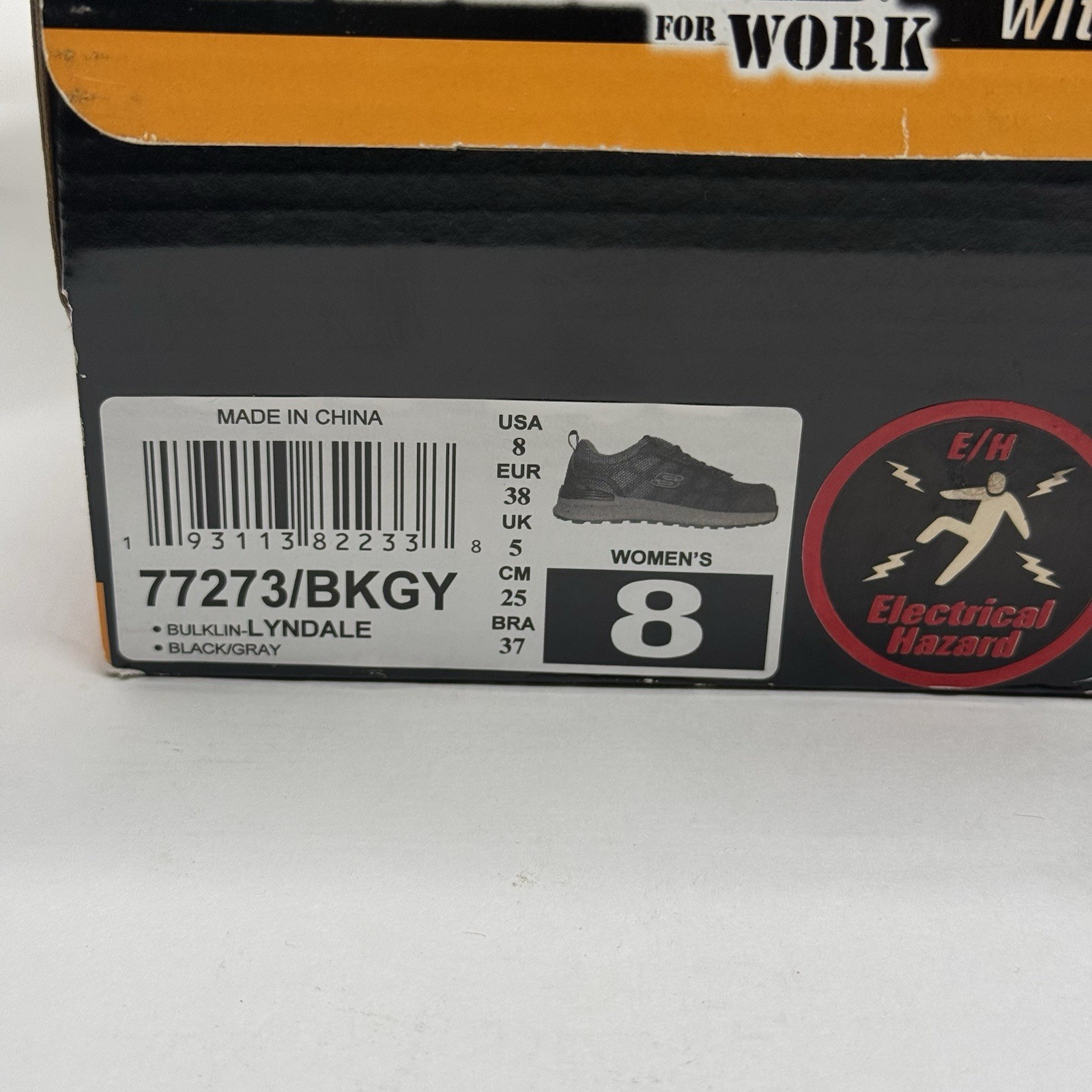 Skechers Work Bulklin Lyndale EH Comp Toe Shoes Women’s 8 Black Gray New