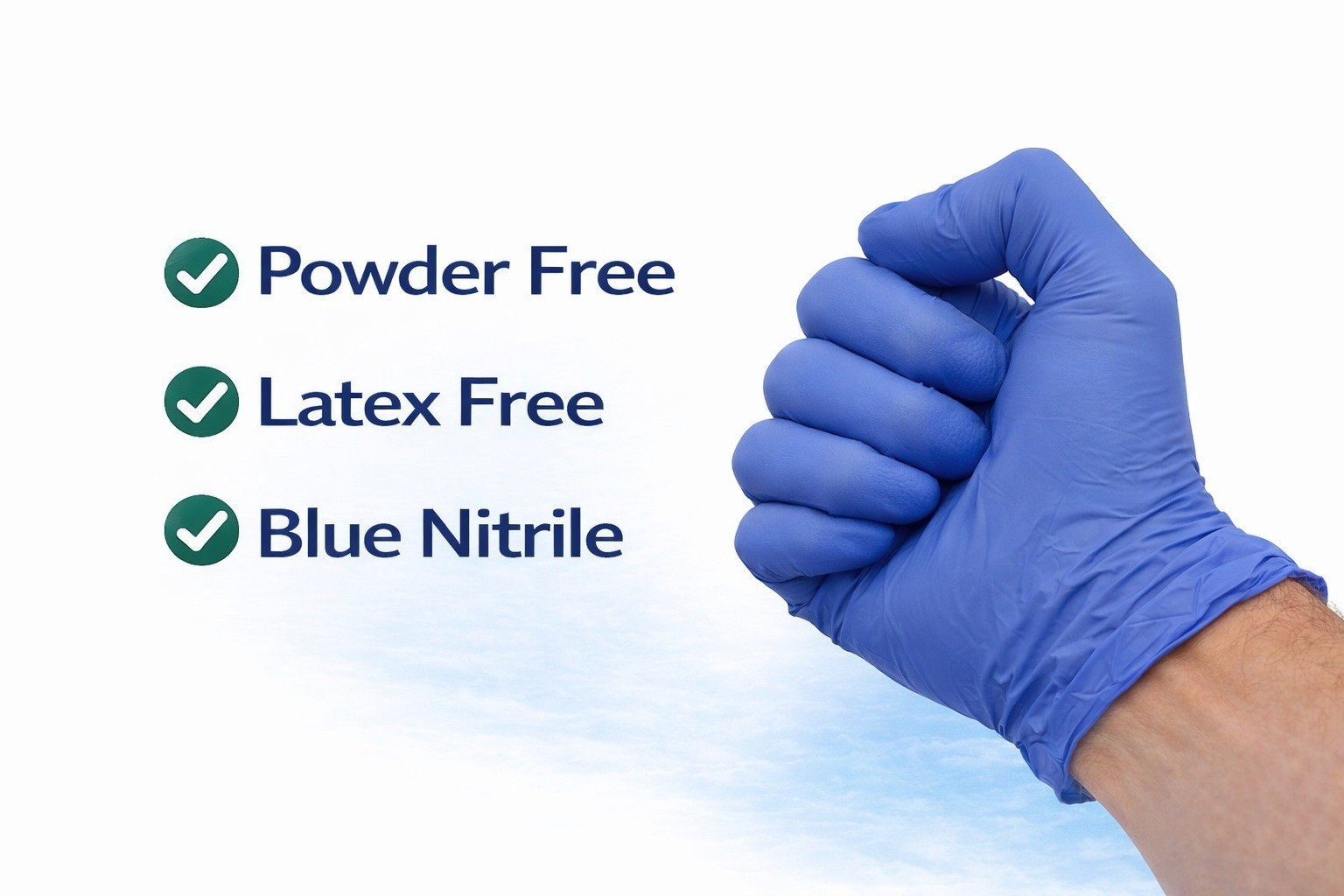 Cuff First Nitrile Exam Gloves 2000 Ct Case Blue Latex-Free Powder-Free Medical