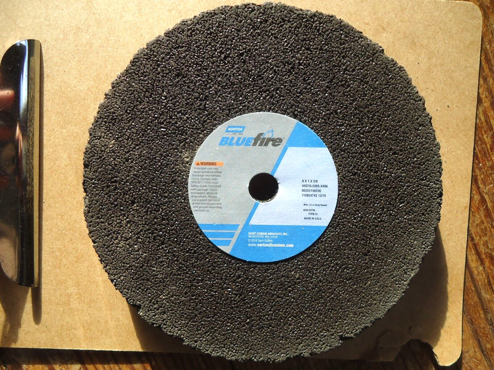 NORTON BLUEFIRE SURFACE GRINDING WHEEL 8″X1″W/5/8″ HOLE – MANUF#66253198590 NEW!