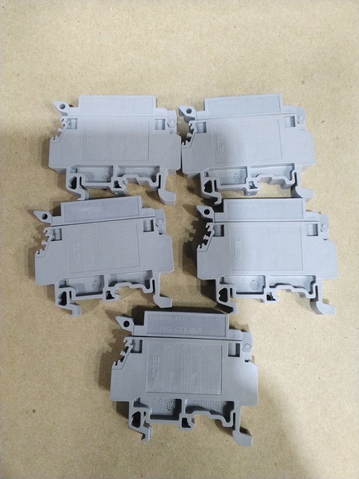 ENTRELEC Terminal Block Fuse Holder 6.3A Maxi, Lot of 5
