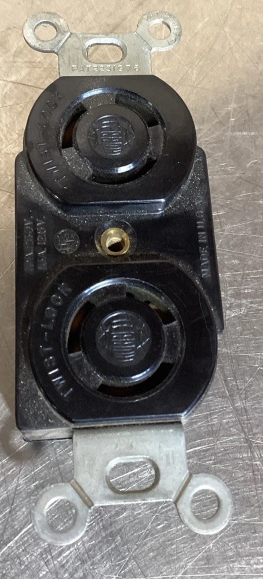 NEW – HUBBELL Locking Duplex Receptale Black Back Wired – 10A 250v 15A 125v