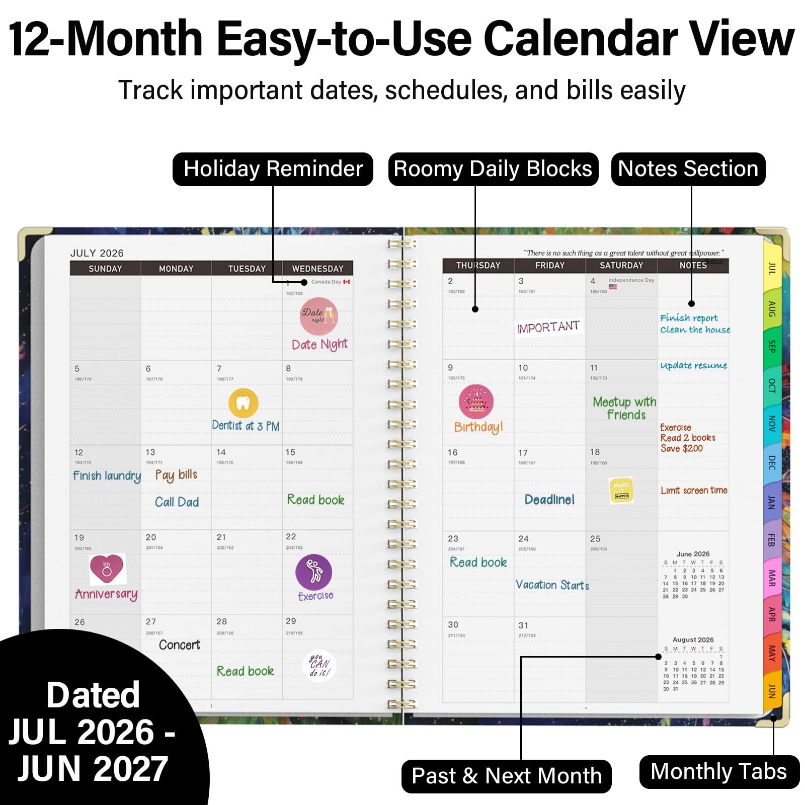 Academic Planner 2026–2027, A4 Hardcover Weekly Monthly Planner, Large 8.5″ x…