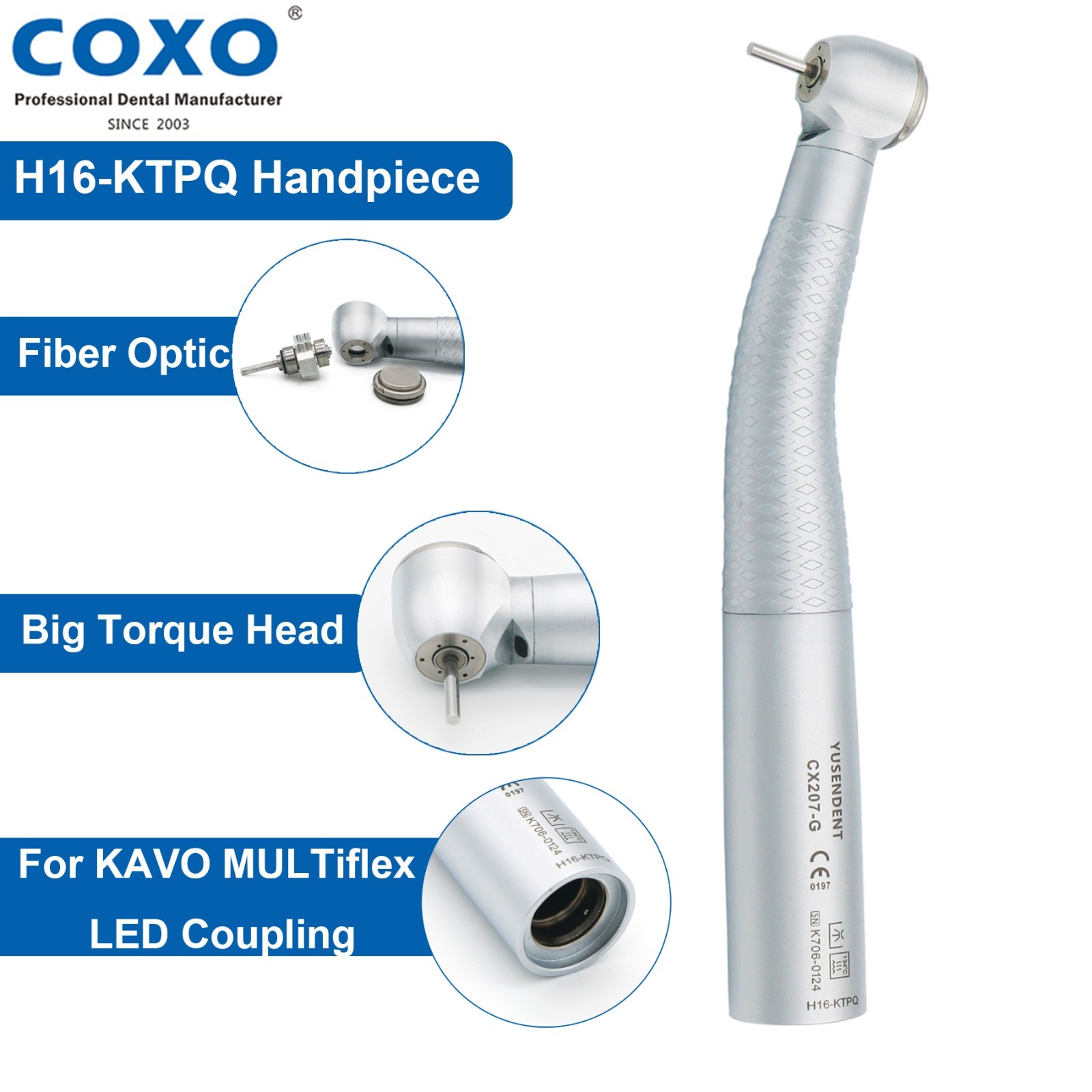 US COXO Dental High Speed LED Fiber Optic Handpiece Fit KaVo MULTIflex 6 Coupler