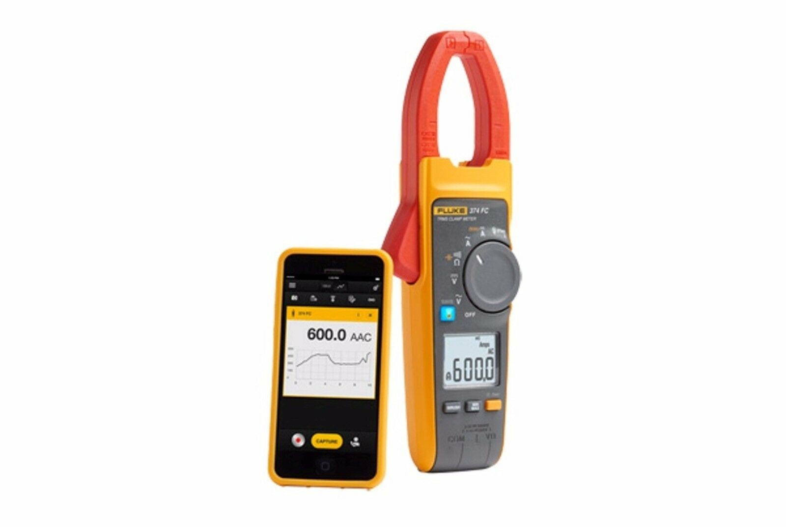 Fluke 374 FC True RMS AC/DC Clamp Meter, 600 A, 1000 V