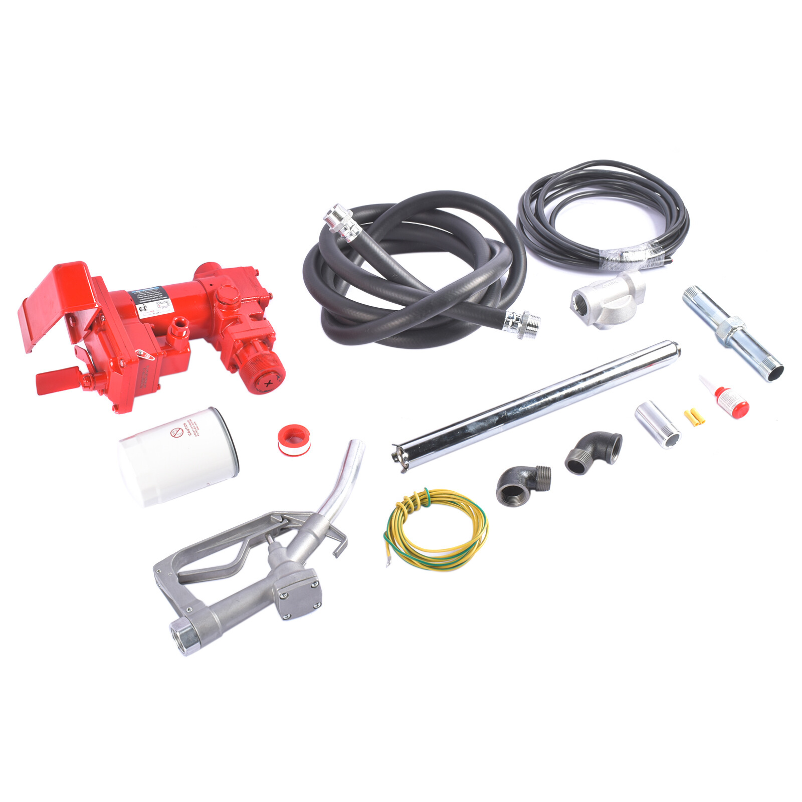 15GPM 12V Red Fuel Transfer Pump DC Gasoline + Nozzle Kit For Diesel Kerosene