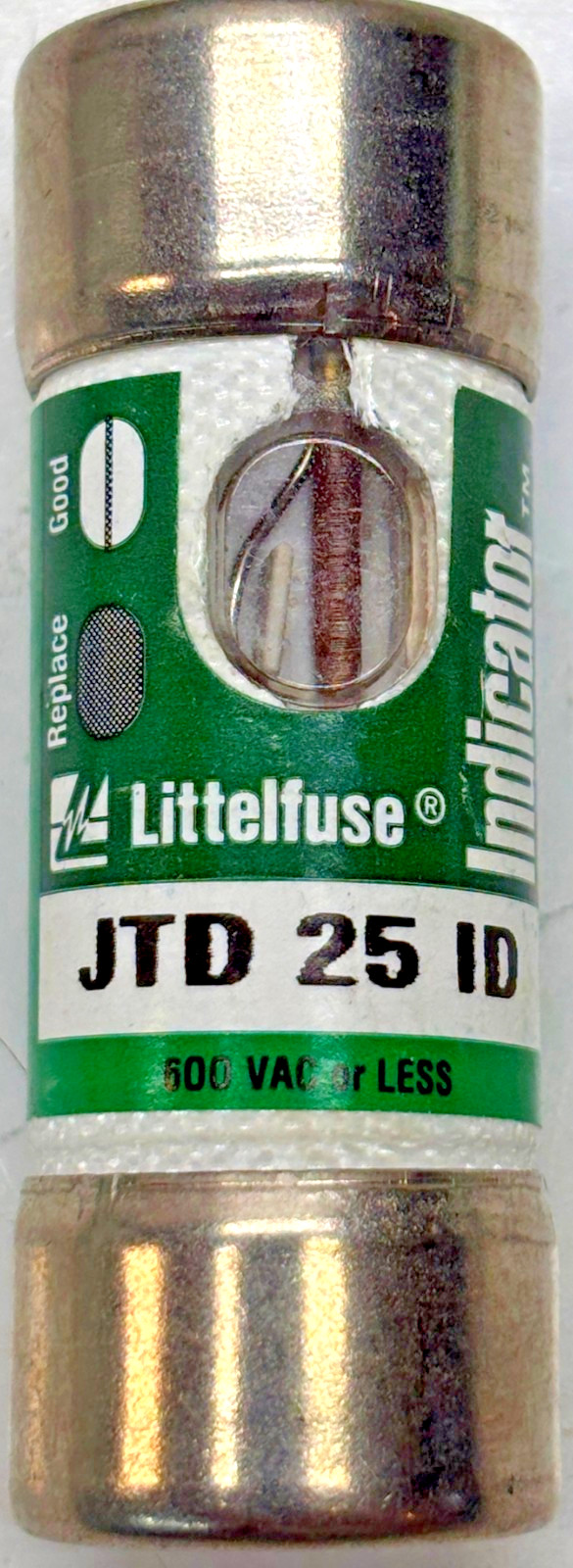 (Lot of 4) Littelfuse JTD025ID Fuse, 25A, 600VAC, Time Delay Indicator JDT 25 ID