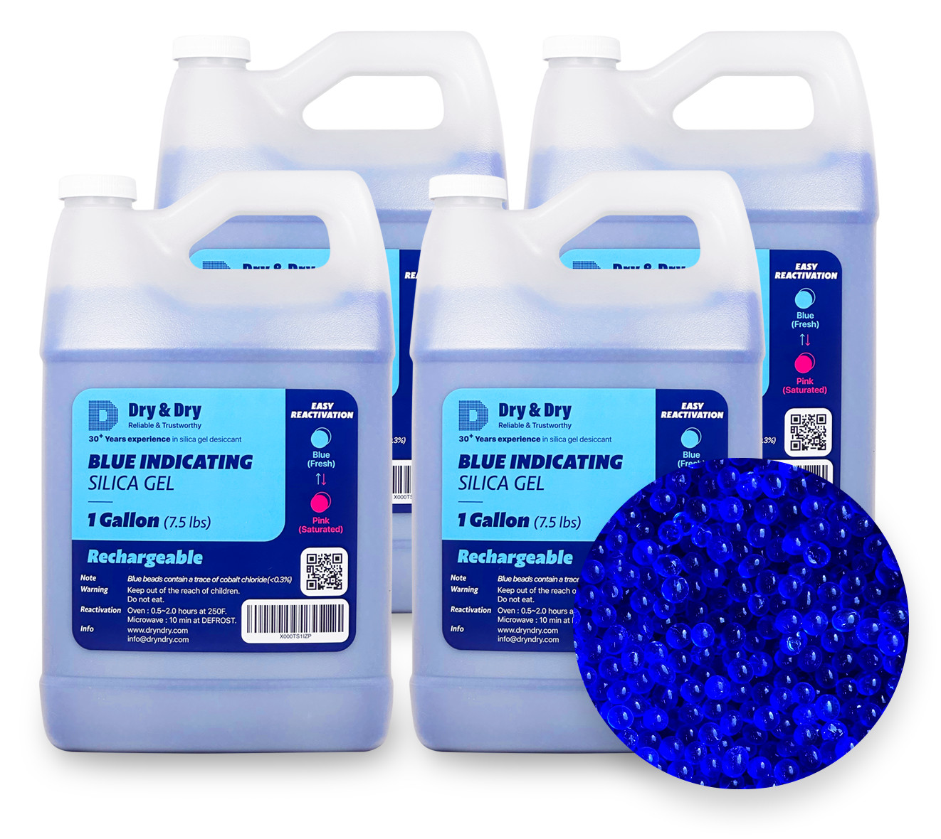 4 Gallon(30 LBS) «Dry & Dry» Premium Blue Indicating Silica Gel Desiccant Beads