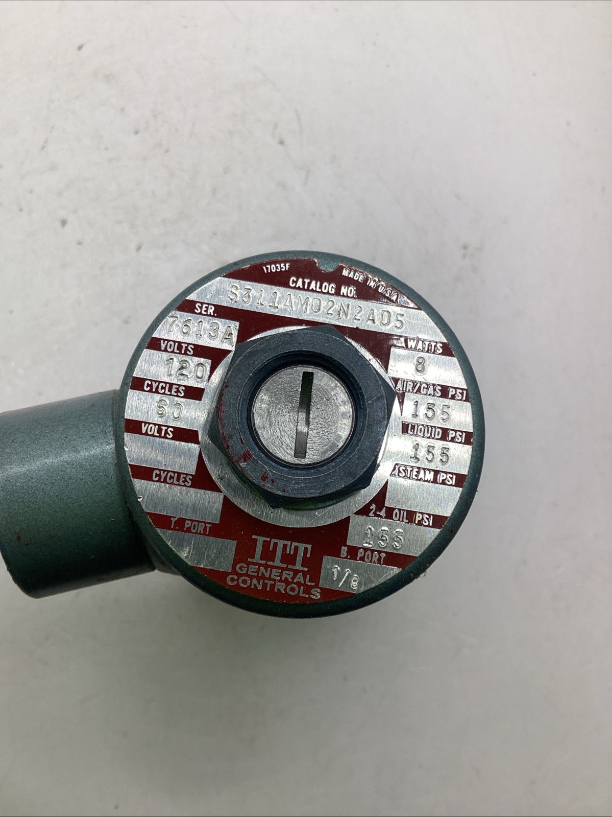 ITT General Controls S311AM02N2AD5 Series 7613A Solenoid Valve Used