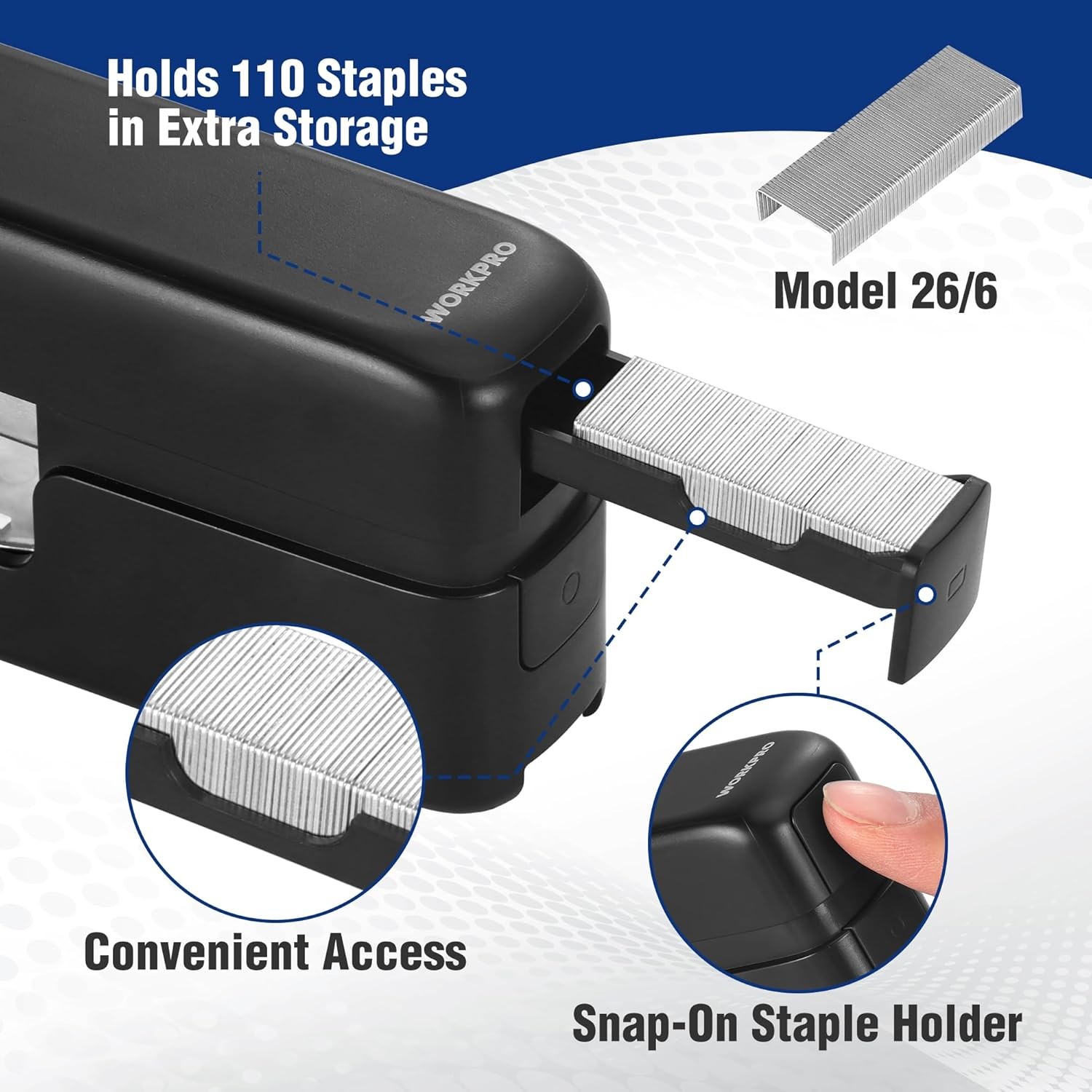 WORKPRO 2-in-1 Stapler w/2000PC Standard Staple Remover Staple 40 Sheet Capacity