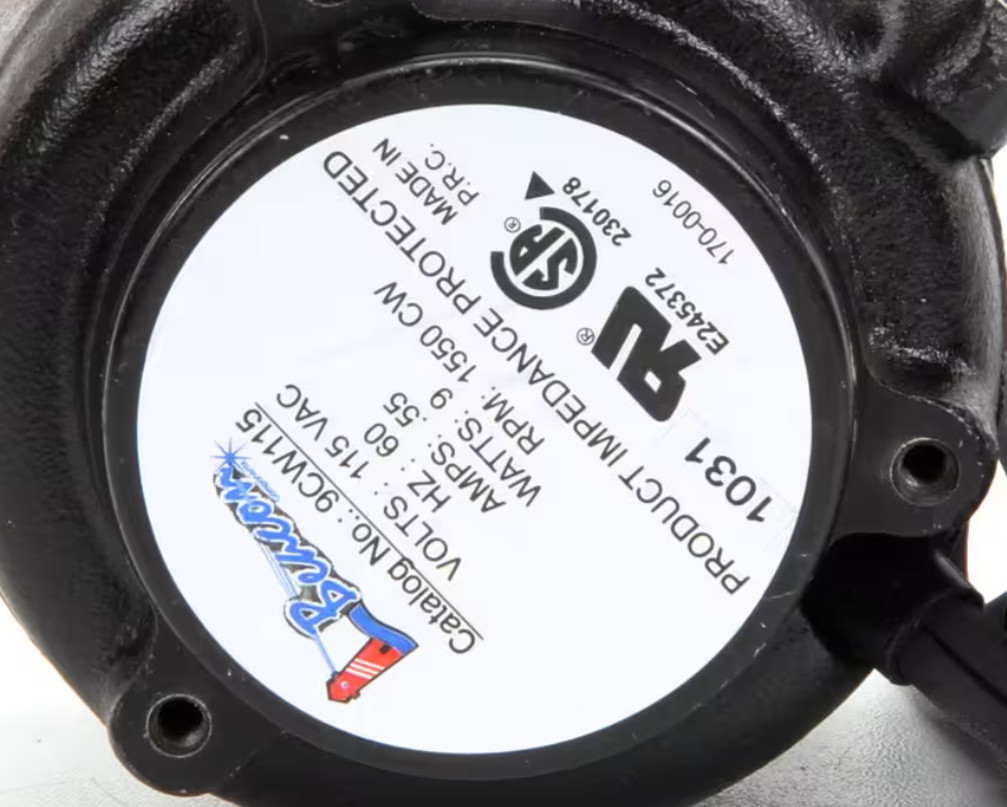 Continental Refrigeration 9CW115, 170-0016 1031 Motor 115VAC 0.55A 9W 1550RPM