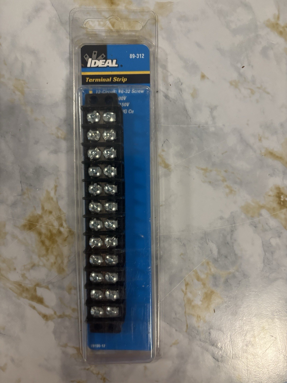 Ideal 89-312 Terminal Strip, 12-Pole, 22-14 AWG