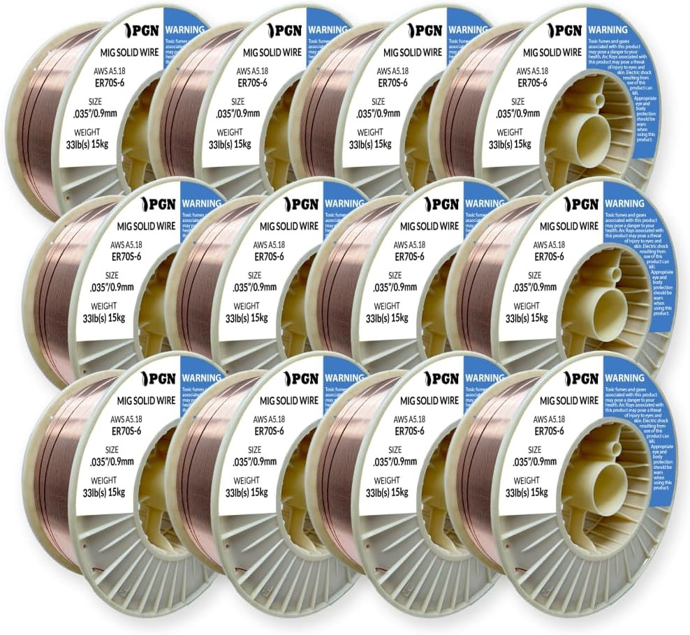 PGN Solid MIG Welding Wire – ER70S-6 .035 Inch, 33 Pound Spool – Mild Steel MIG