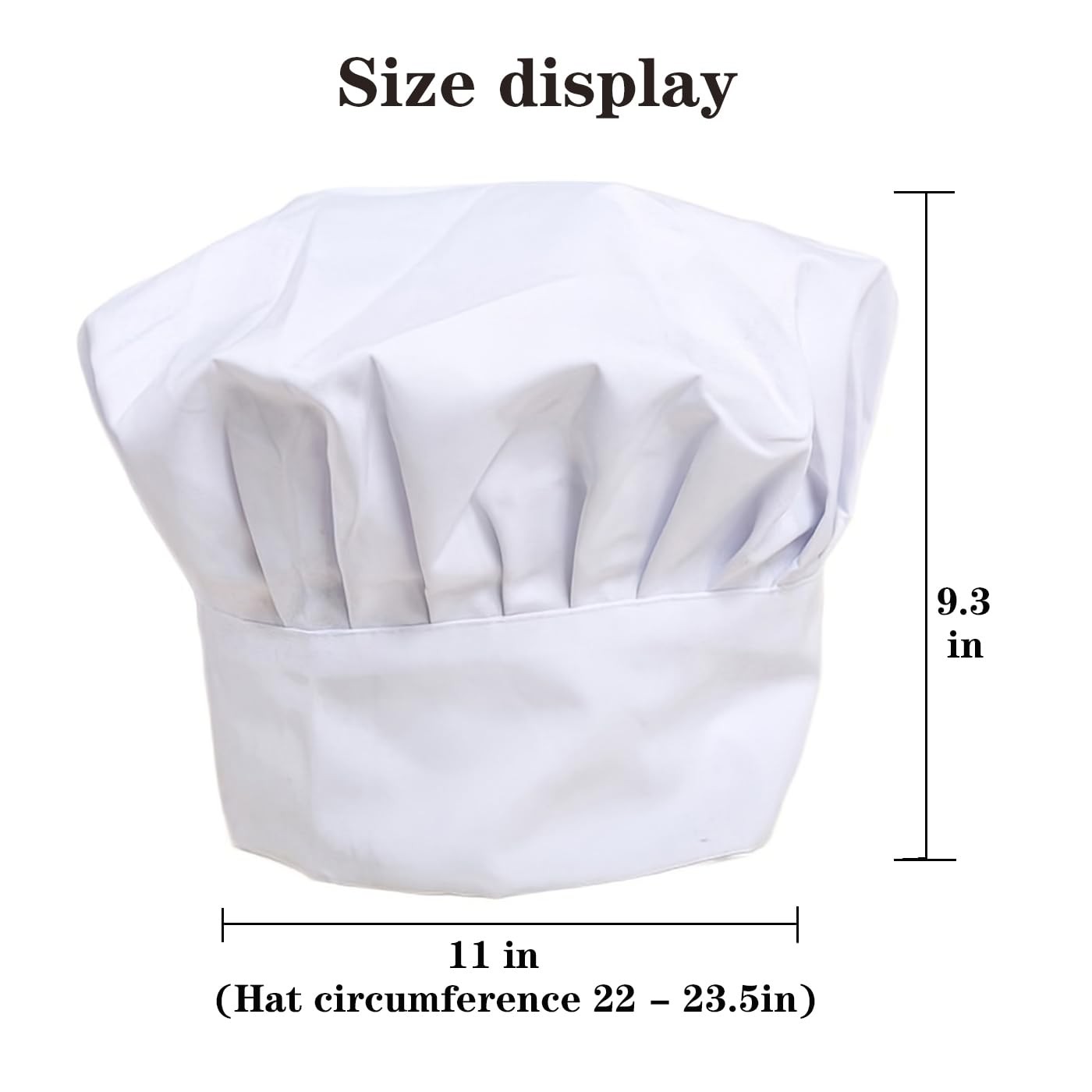 White Chef Hat for Men Women Adults,Elastic Band Small-Large,