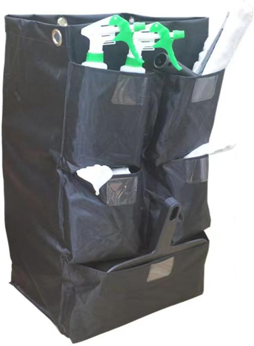 Replacement Janitorial Cart Bag with 5 Pockets,25 Gallon Housekeeping Cart Bag H