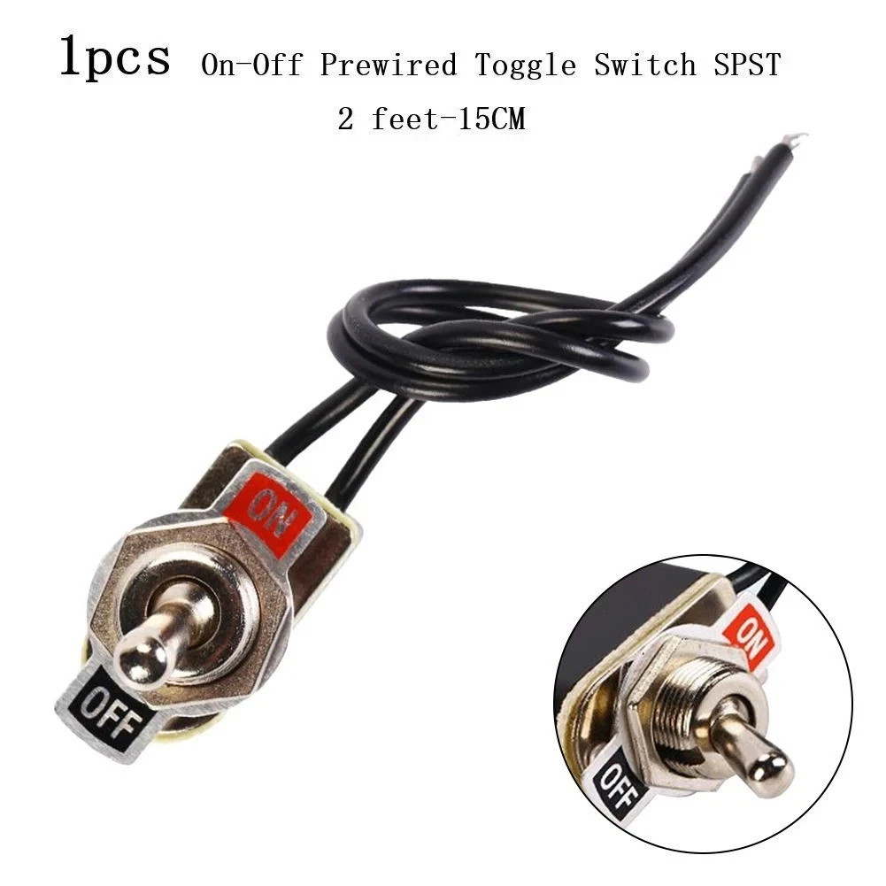 SPST Toggle Switch 6A 125V On Off Rocker Switch with Wire 12mm Mount
