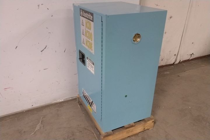 Justrite 891222 12 Gal Storage Capacity Blue Steel Corrosives Safety Cabinet