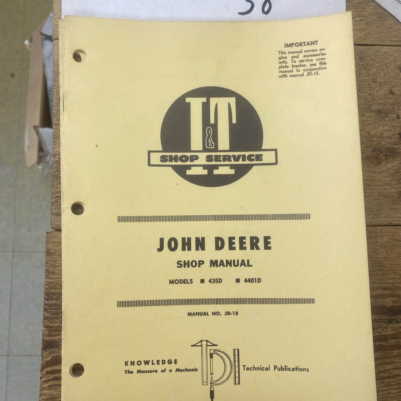 JOHN DEERE IT I&T SERVICE MANUAL TRACTOR 435 440ID JD-18 NOS