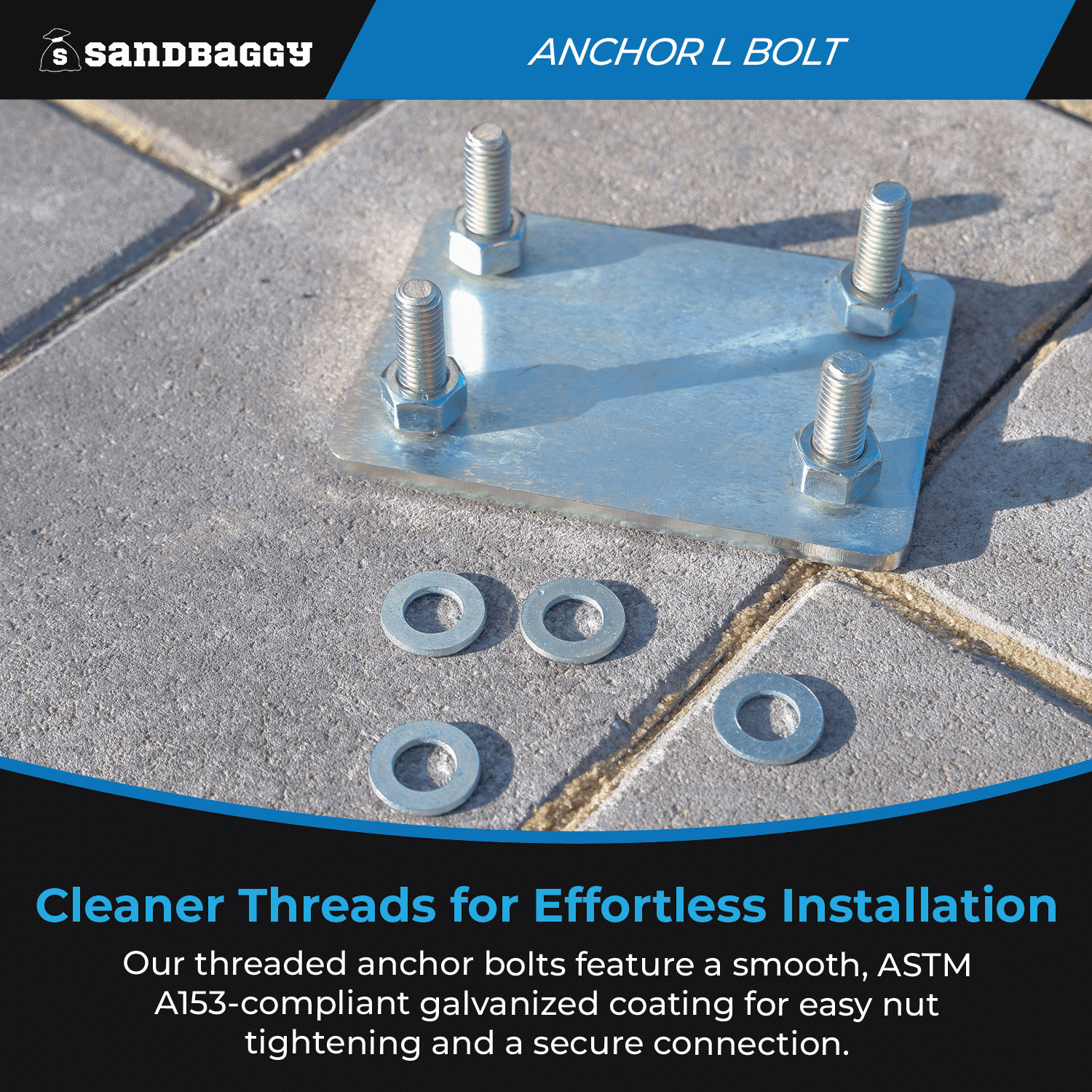 Sandbaggy 5/8″ x 24″ Threaded Concrete Anchor L-Bolts – Hot Dipped Galvanized