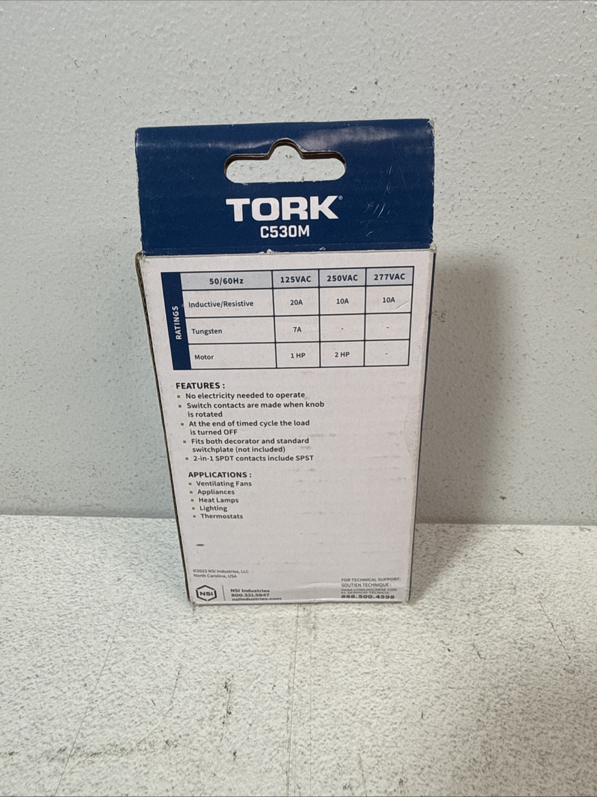 TORK C530M In Wall Spring-Wound Timer, Silver, 125-277 VAC 0-30 Minutes NEW