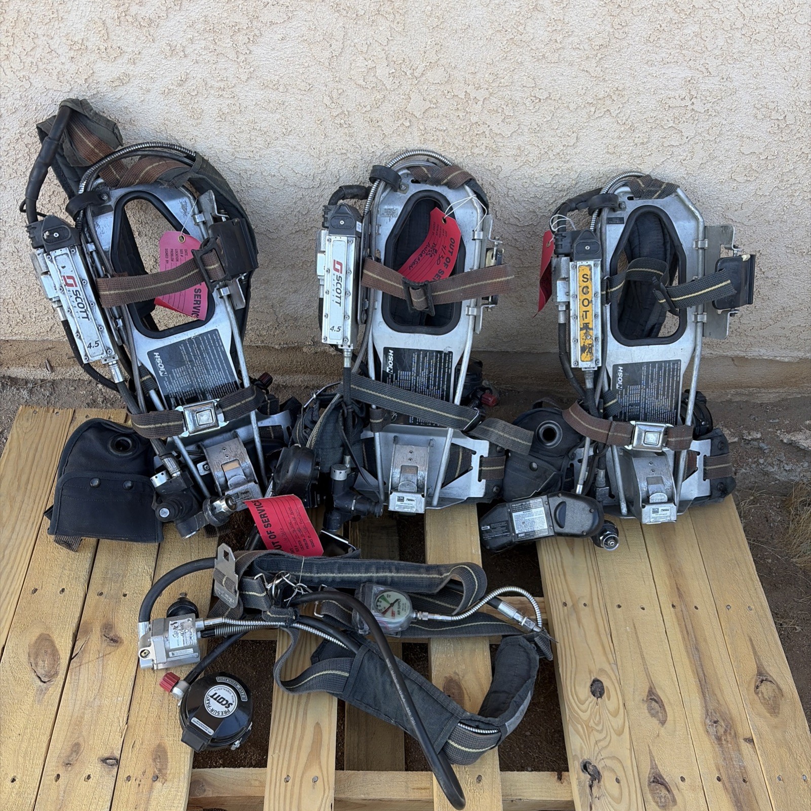 3 Scott 4.5 Harness AirPak Plus EZ Flo Air Supply Firefighter For Parts Repair