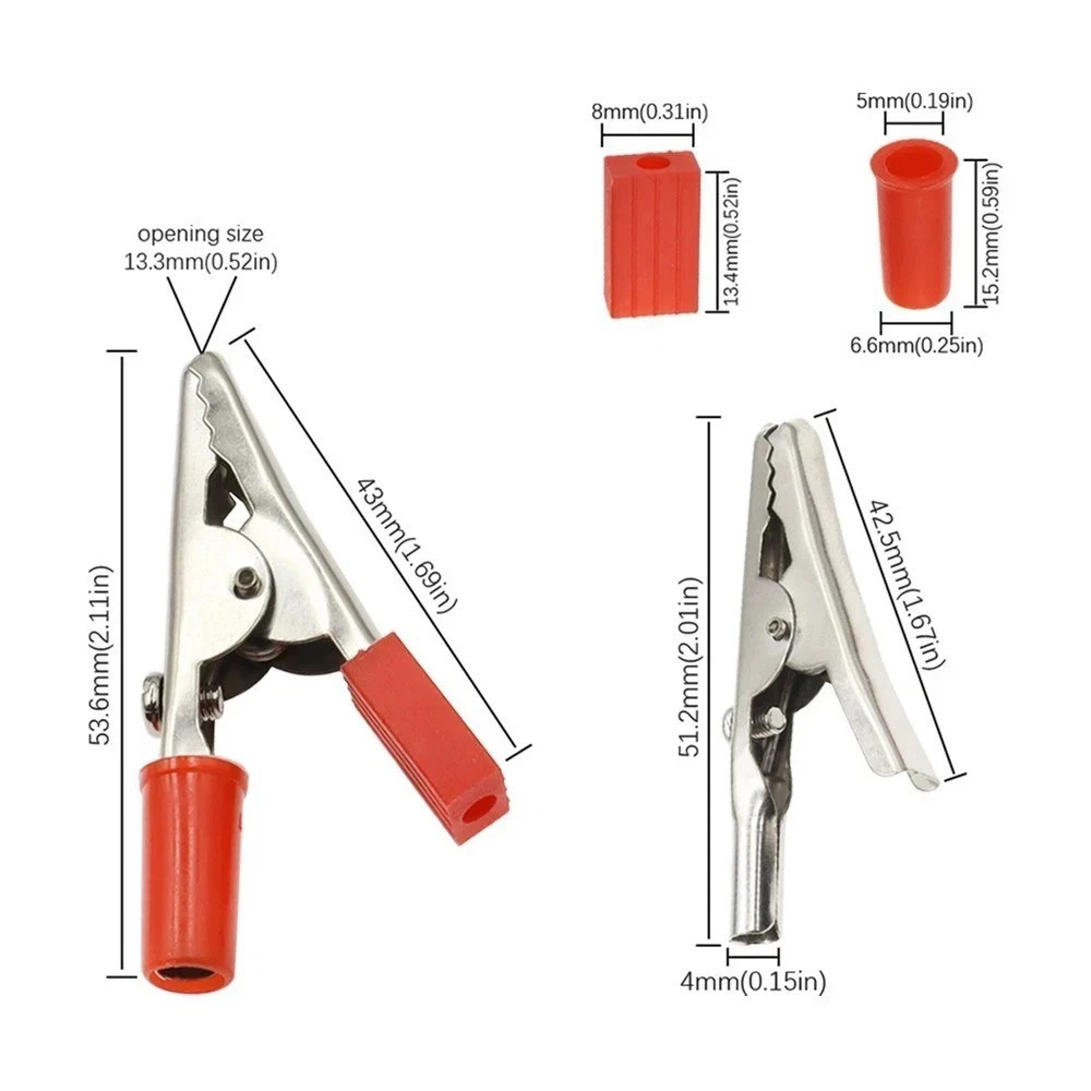 10Pcs Red Black Metal Alligator Test Clips Wire Solder Screw Electrical Clips