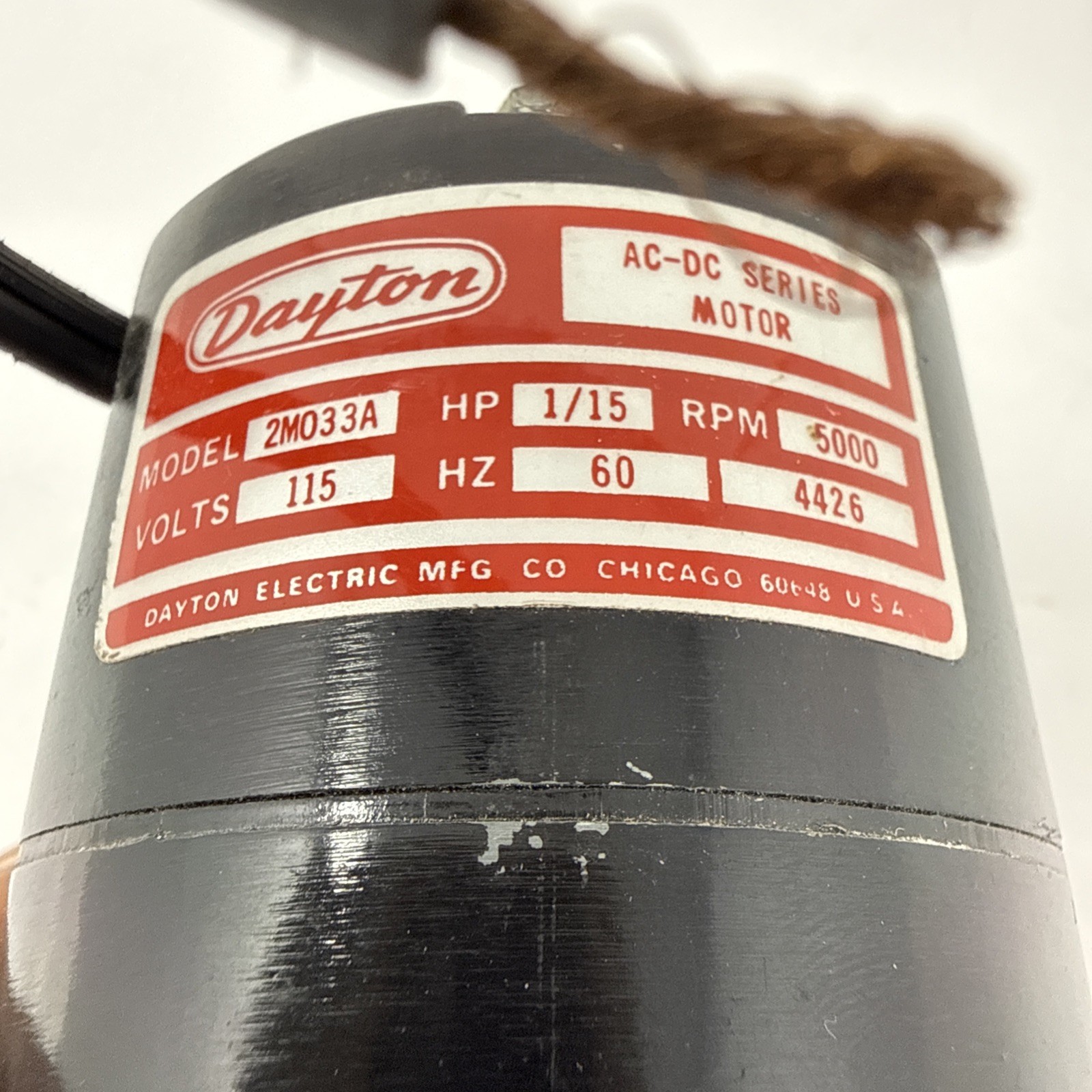 DAYTON AC-DC SERIES MOTOR 2M033A | 1/15HP | 5000RPM | 115 Volts | 60 HZ