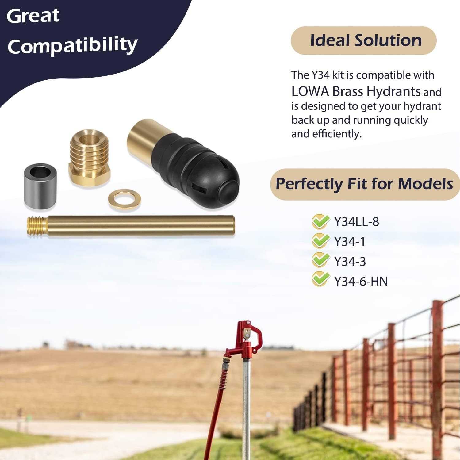 For Woodford RK-Y34 Iowa Yard Hydrant Repair Kit Y34LL-8 Y34-1 Y34-3 Y34-6-HN