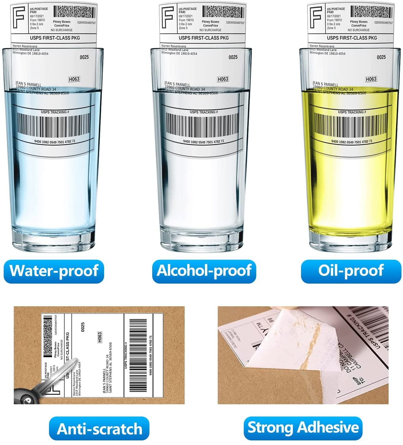 4 Rolls 4X6 Direct Thermal Shipping Labels, 250 Labels per Roll, 1″ Cor