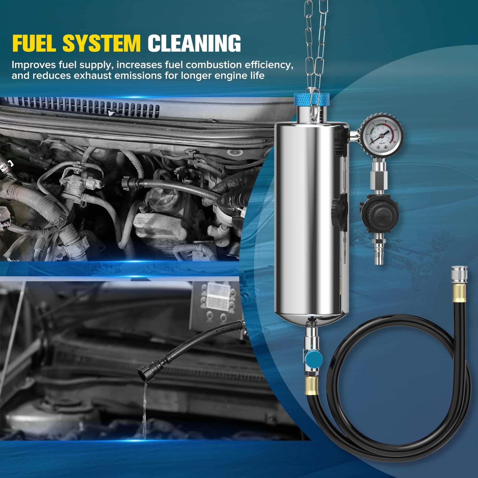 Fuel Injector Cleaner Kit 1000ml 150PSI 21pc Adapters for Car Fuel System Cleani