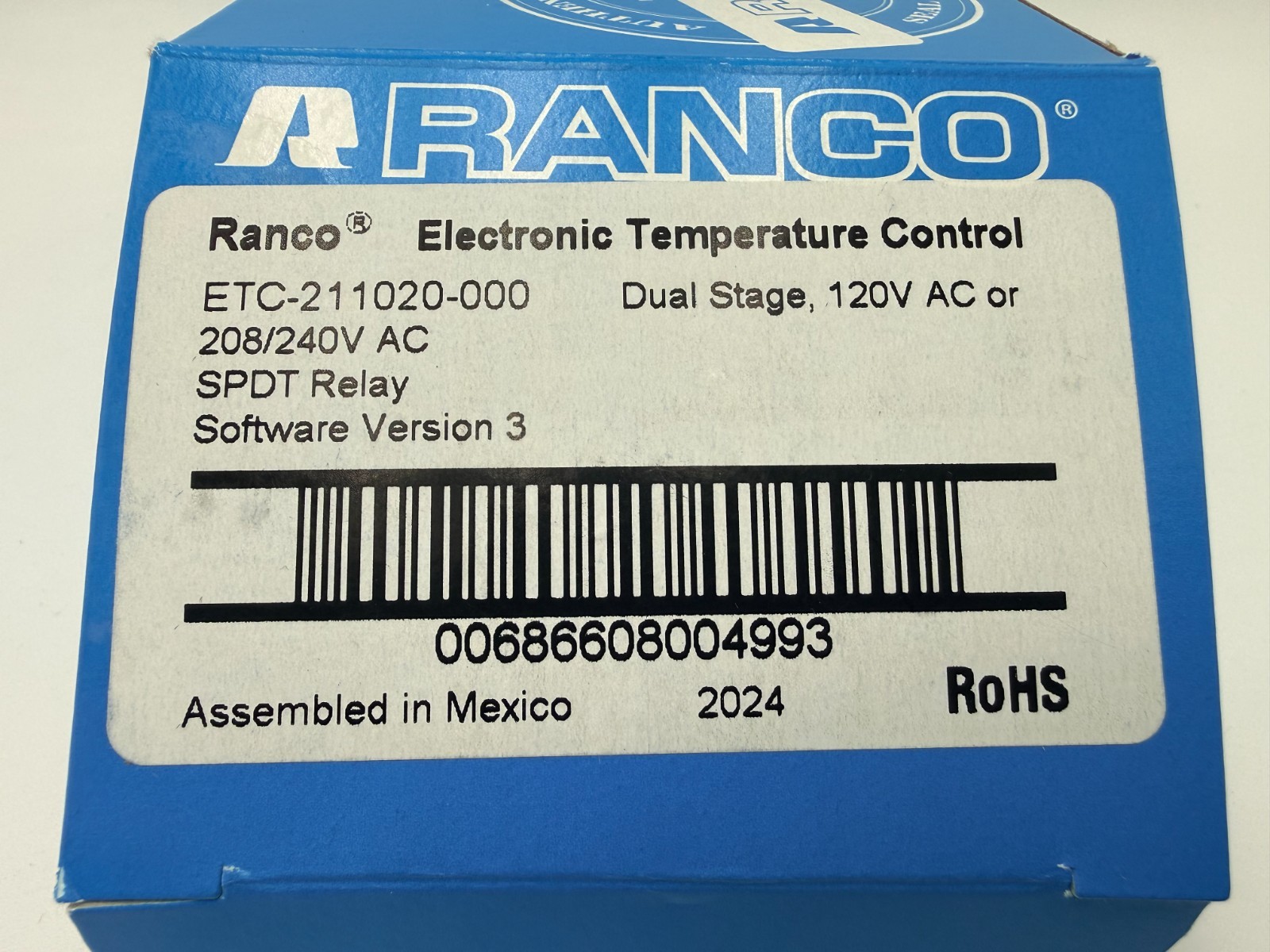 RANCO ETC -211020-000 DUAL STAGE-120-208/240V AC-SOFTWARE VERSION-3