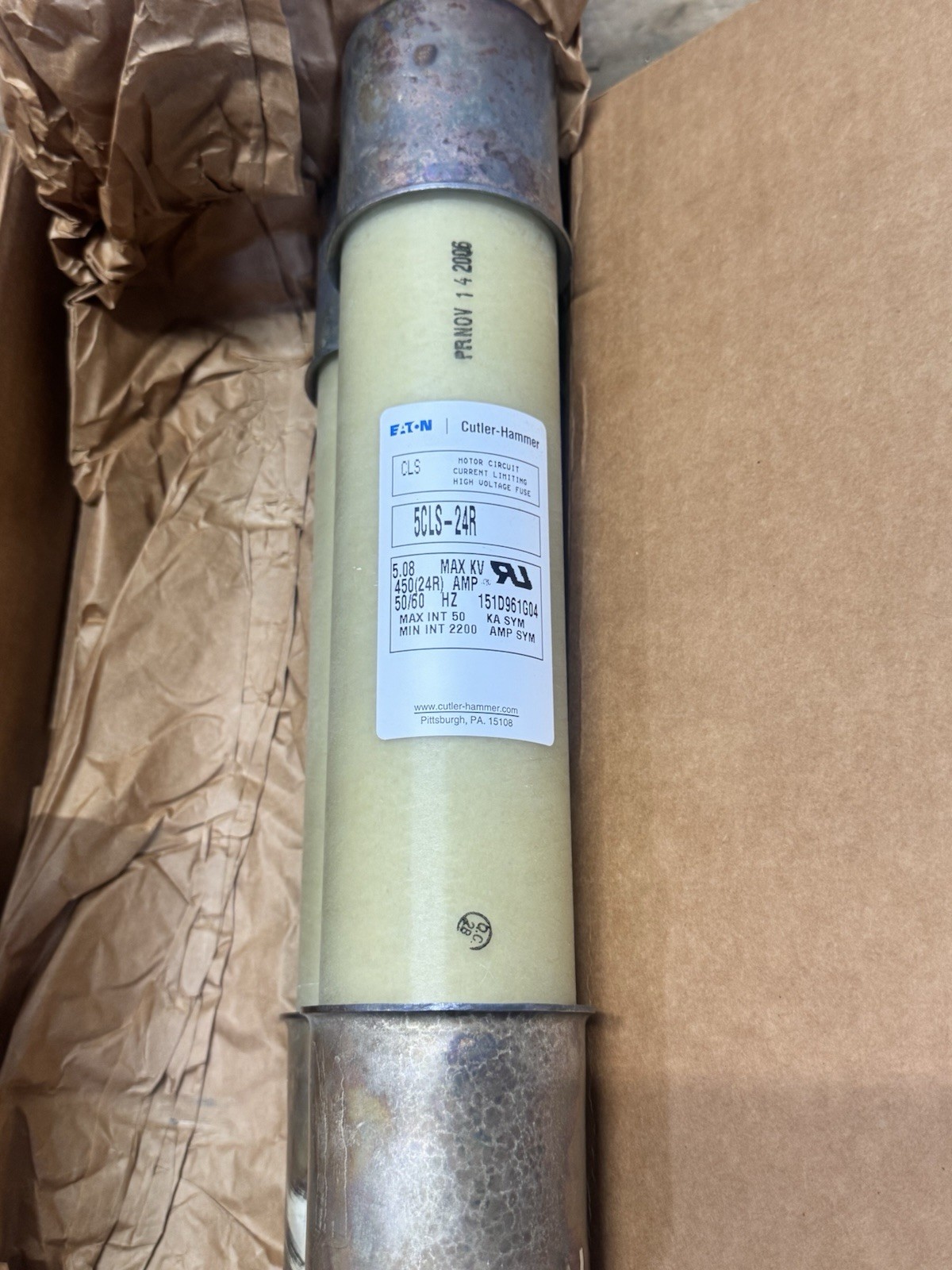 Eaton Cutler Hammer 5CLS-24R Motor Current Limiting High Voltage Fuse