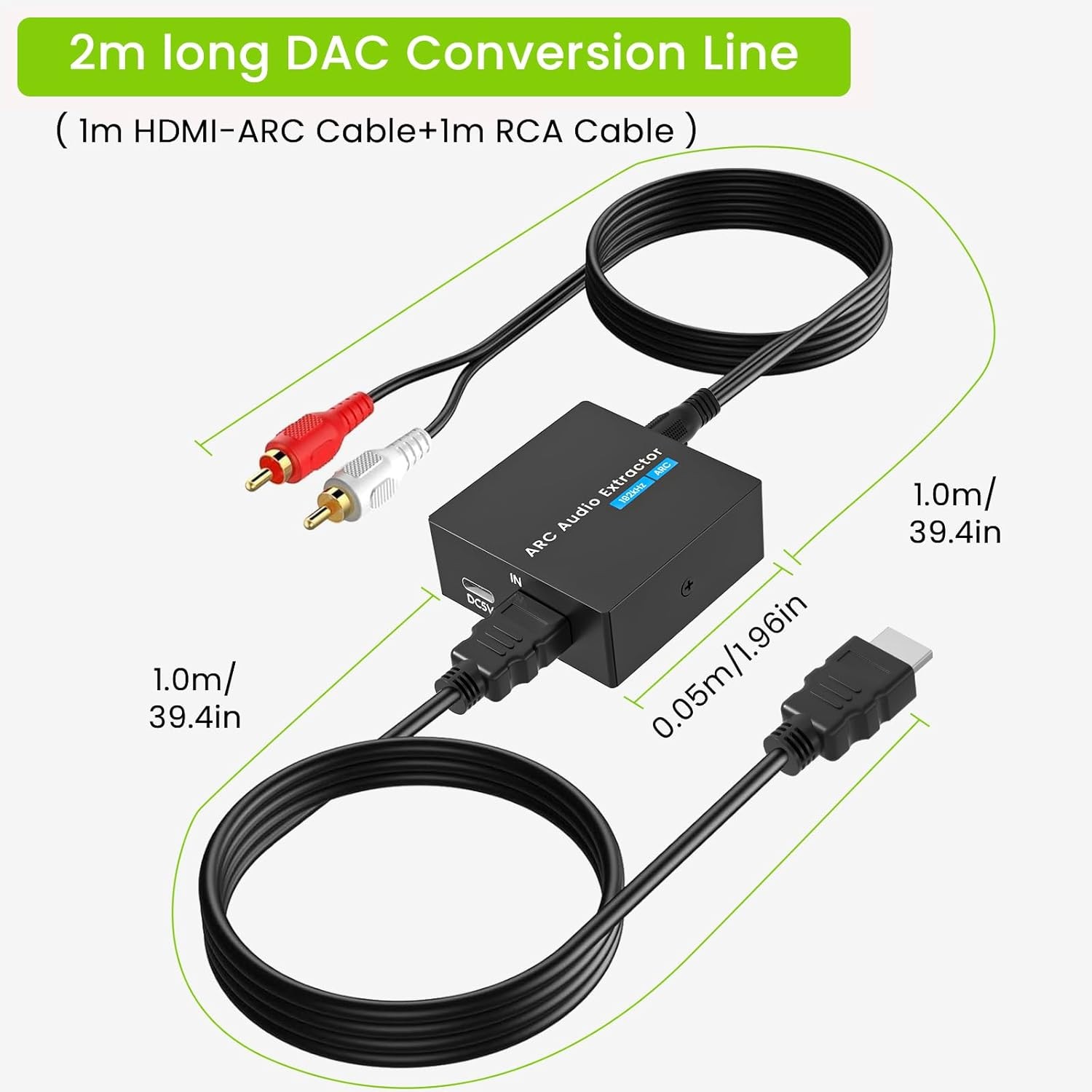 ARC Audio Extractor HDMI ARC to Toslink Optical 3.5mm AUX Output HDMI to