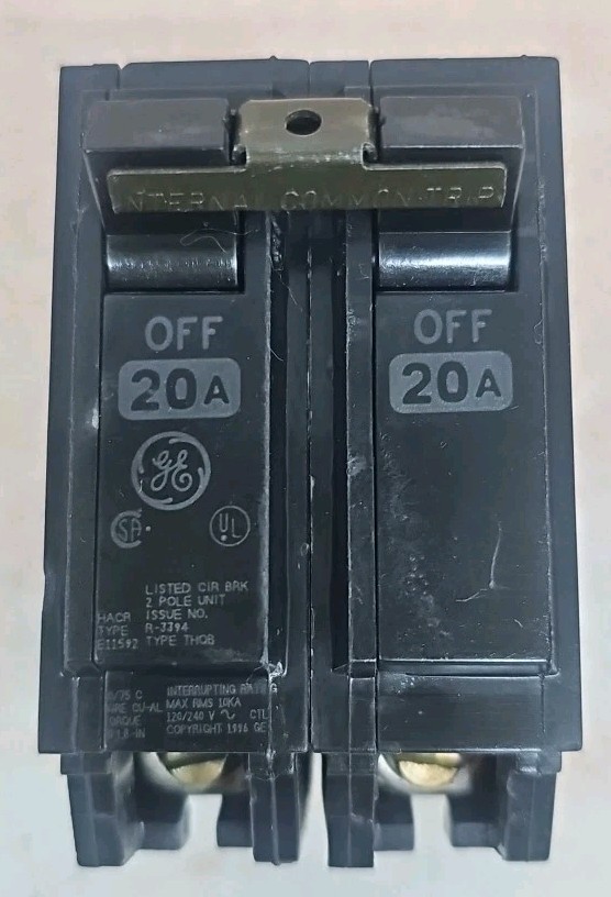 General Electric THQB2120 Circuit Breaker 2P 20A Thick New Style 20A 2P