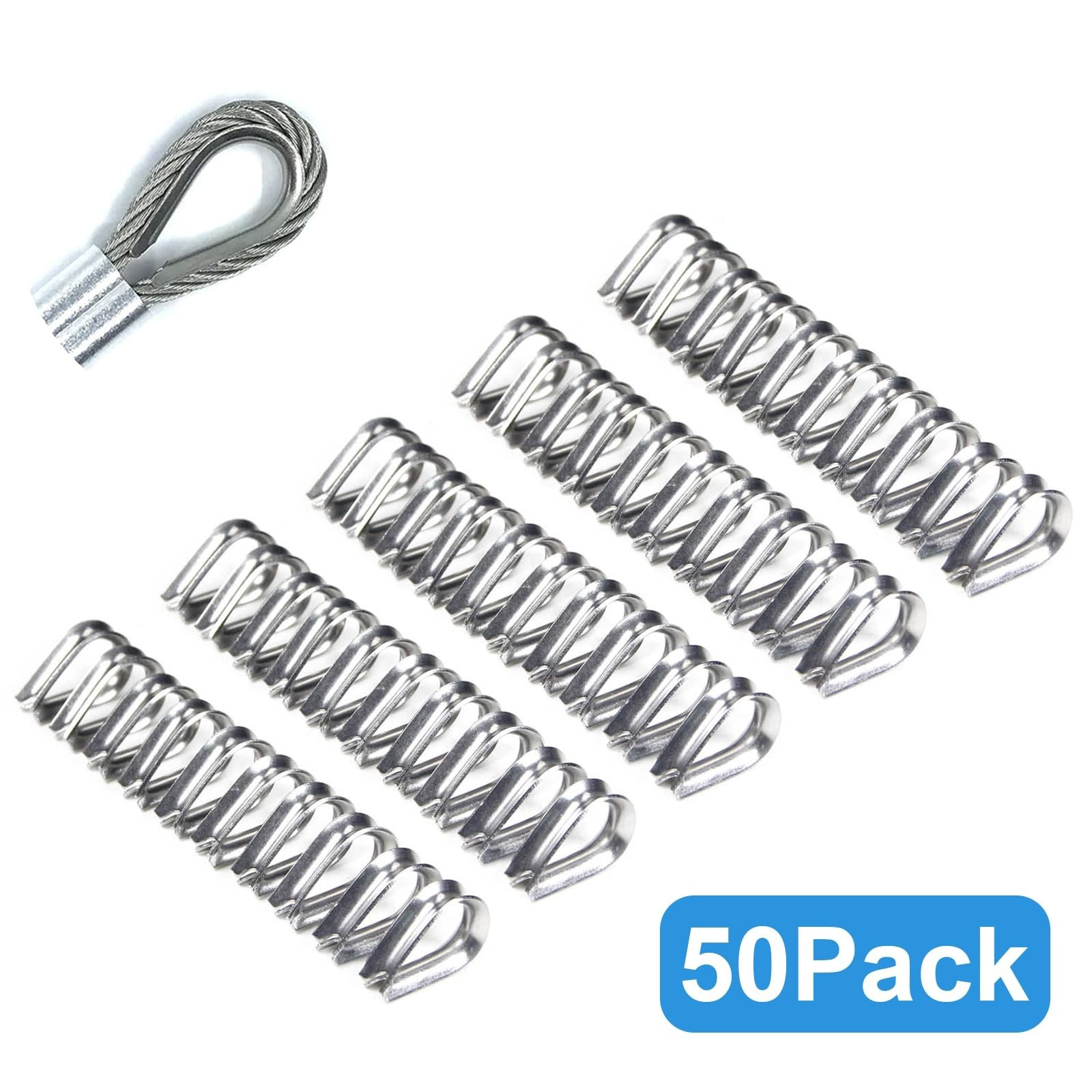 50 Pcs 5/32″ Wire Rope Thimbles M4 Cable Thimbles 304 Stainless Steel Thimble…