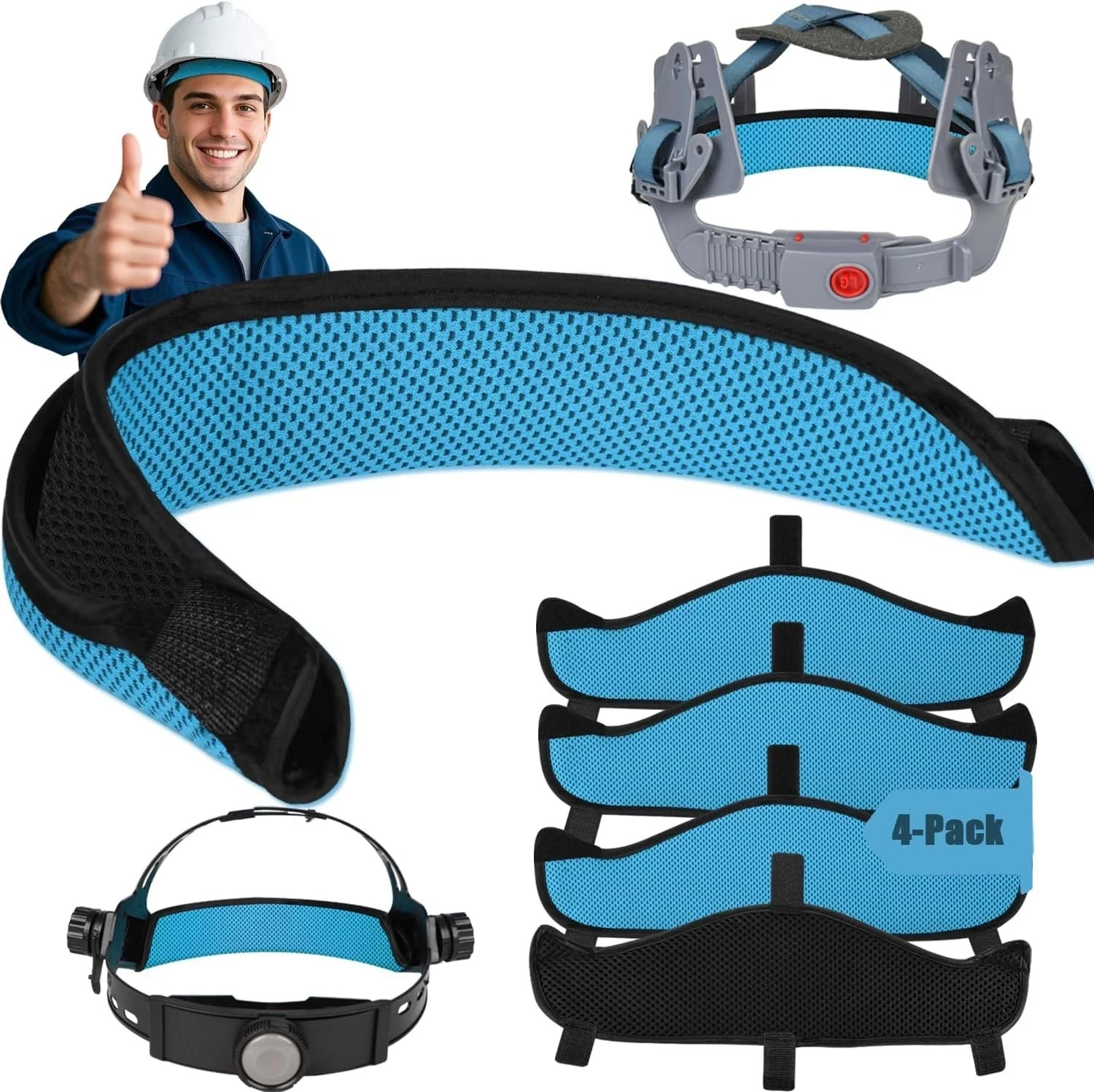 Hard Hat Sweat Bands 4Pcs, Innovative 3-Layer Fabric Sweatbands for Hard Hats…