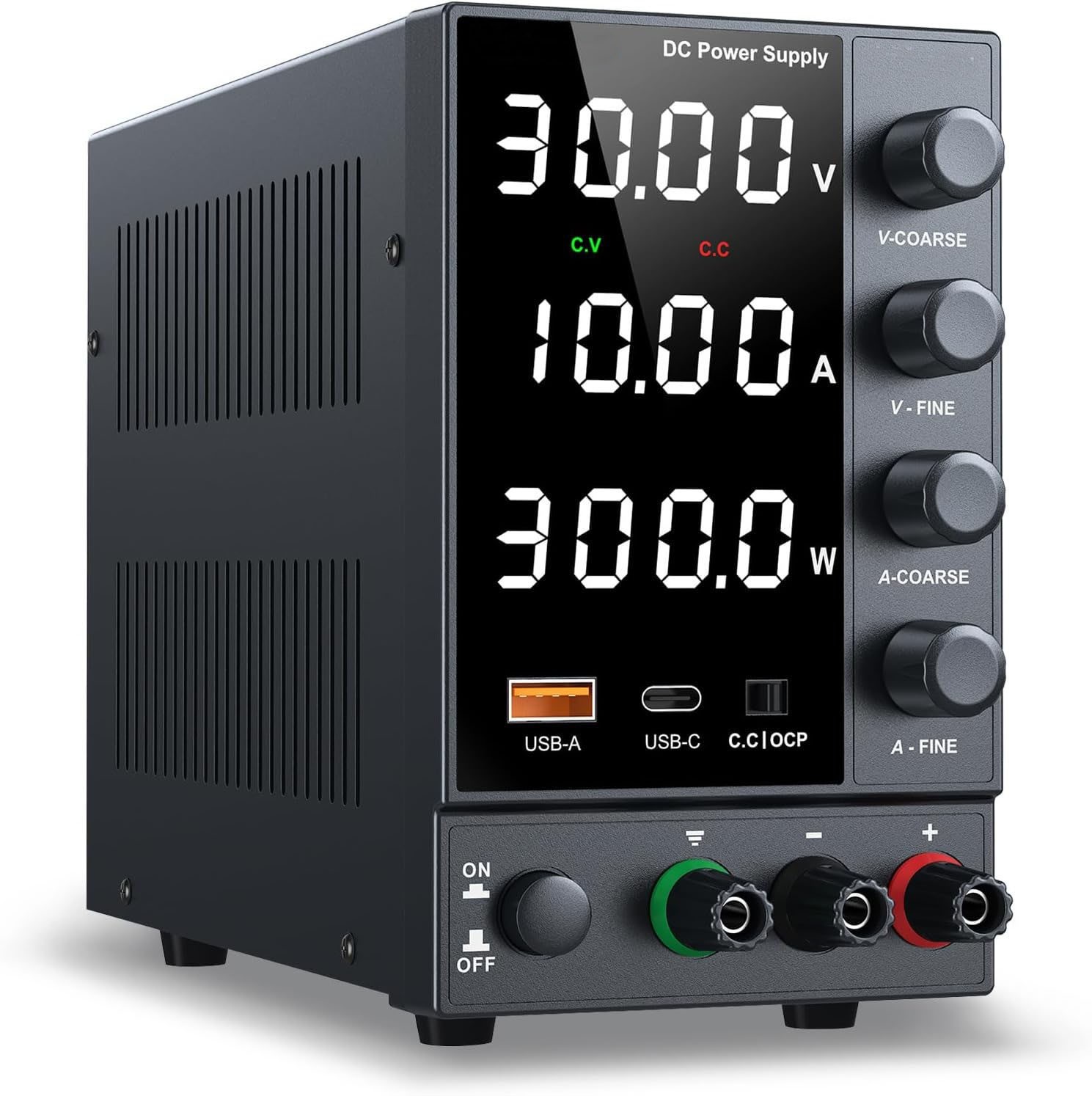Fuente de alimentación CC variable de 0-30 V y 0-10 A, con conmutación ajustable
