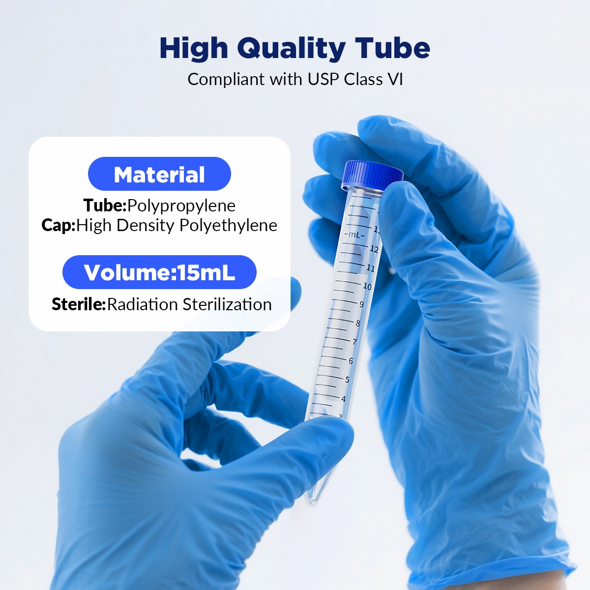 1500ps Polypropylene Centrifuge Tube Conical Bottom Plain, Bulk, Sterile – 15 mL