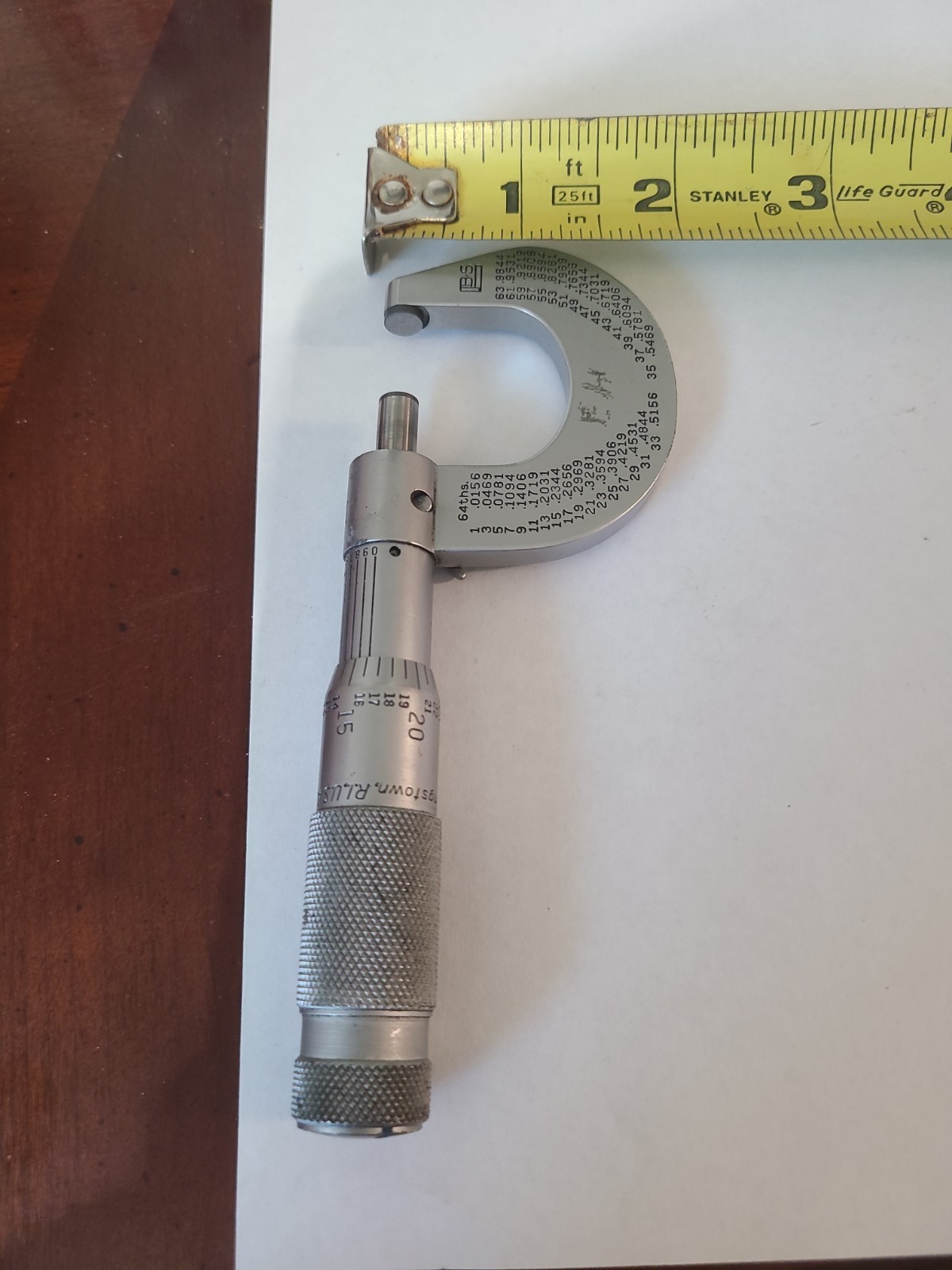Vintage Brown and Sharpe No. 1 Outside Micrometer 0-1″
