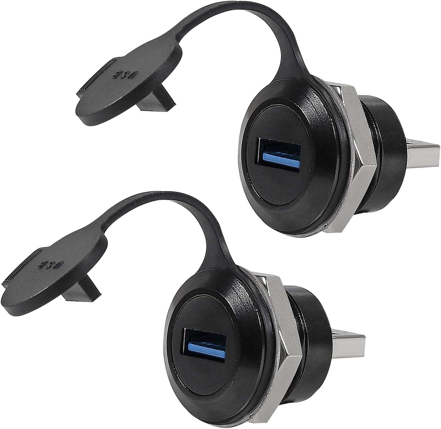 2 PCS USB 3.0 Panel Mount Coupler Waterproof Male To Female Conversion Cap