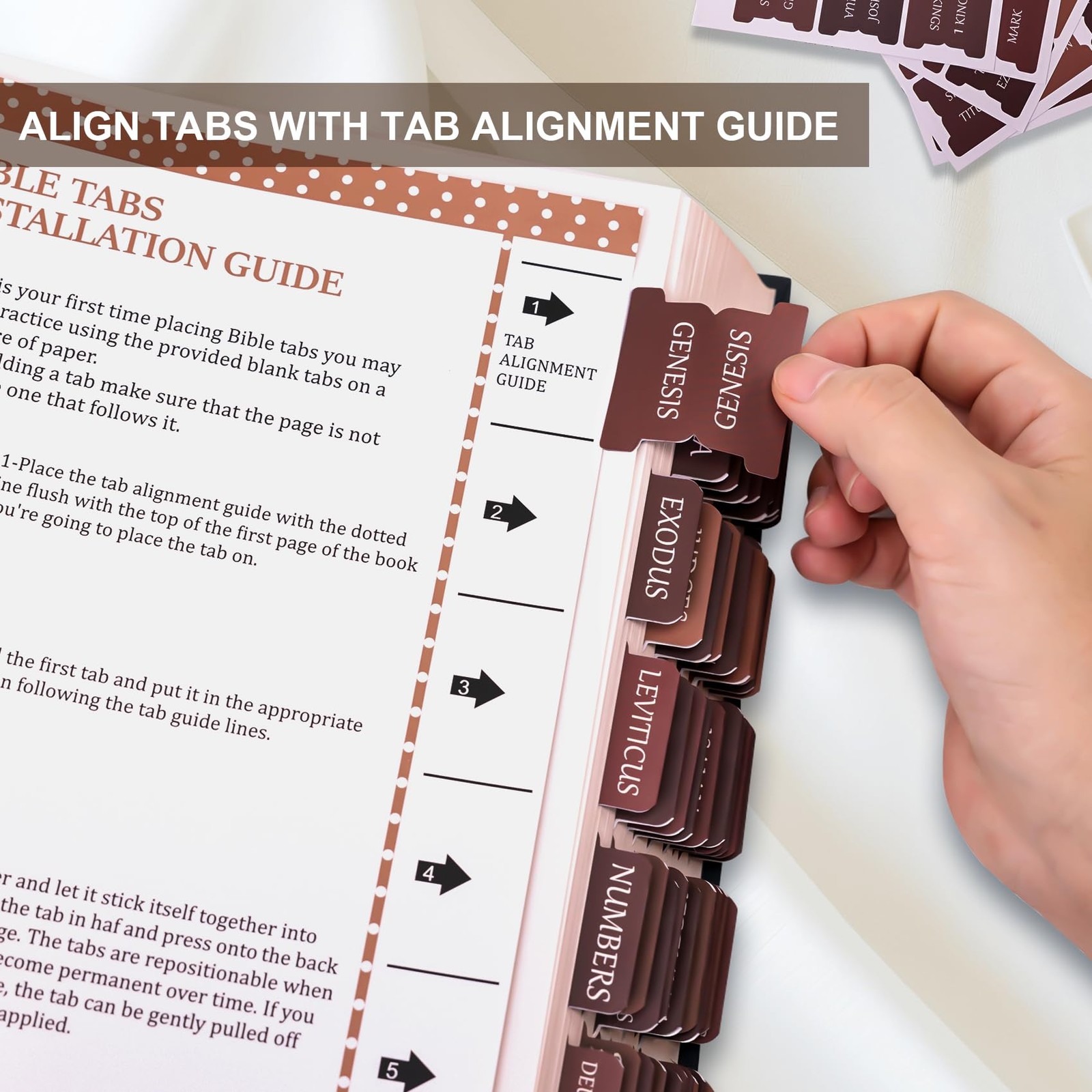 Laminated Bible Tabs for Women Men – Large Print Tabs for Study Bibles, Boho